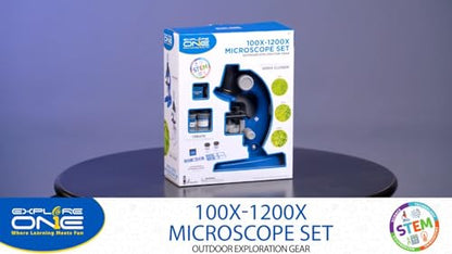 Explore One 100x-1200x Children’s Microscope Set for Kids Ages 6 Years Old and Up Great for STEM Education and Sparking Childrens Interest in Discovering the Microscopic World