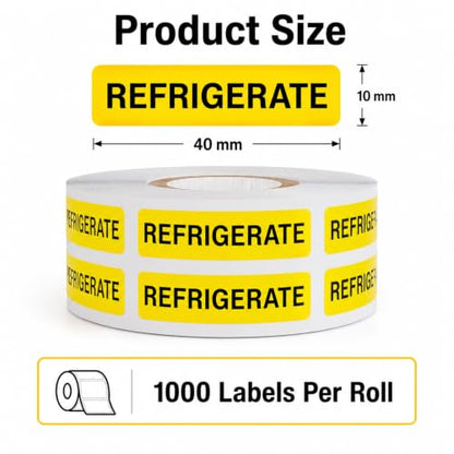 1000 PCS Refrigerate Stickers 1.6"x0.4" Waterproof Vinyl Yellow - color: Yellow, Black