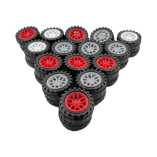30PCS Toy Car Wheel 2mm Dia Plastic Car Wheel with Metal Shaft Axles for RC Car Truck Robot DIY Model Toy Building Projects (Style 5) - style: Style 5