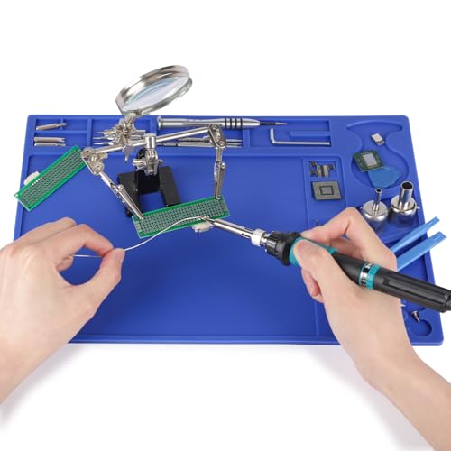 YIHUA M160 Heat-resistant Soldering Mat with Multiple Storage Slots, Built-in Ruler, Bendable Soft Silicone Soldering Mat, Dimensions 13.78 * 9.96 * 0.2 inches (350 * 253 * 5mm) - size: 13.78 in × 9.96 in