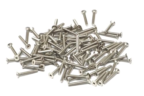 iexcell 100 Pcs M2 x 14mm Thread Pitch 0.4 mm Stainless Steel 304 Hex Socket Flat Head Cap Screws Bolts Kit - size: M2 x 14mm