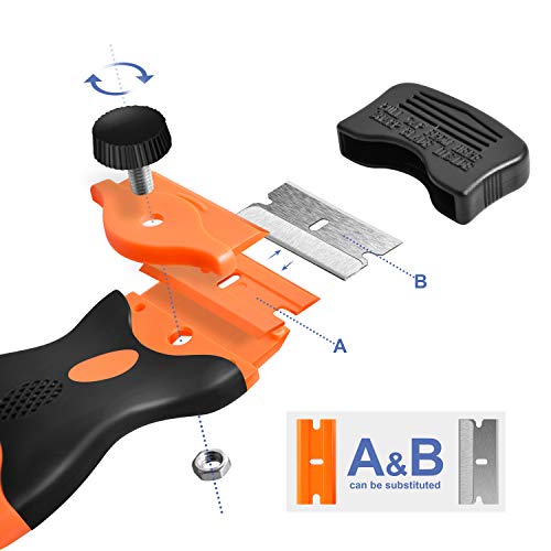 Razor Blade Scraper, 2 Pack Double Edge Razor Scraper Remover Tool - color: Orange