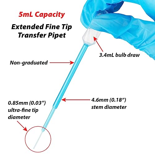 Globe Scientific 134070 LDPE Fine Tip Transfer Pipet, Non-Sterile, 153mm Length, 5.0mL Capacity (Case of 2000)
