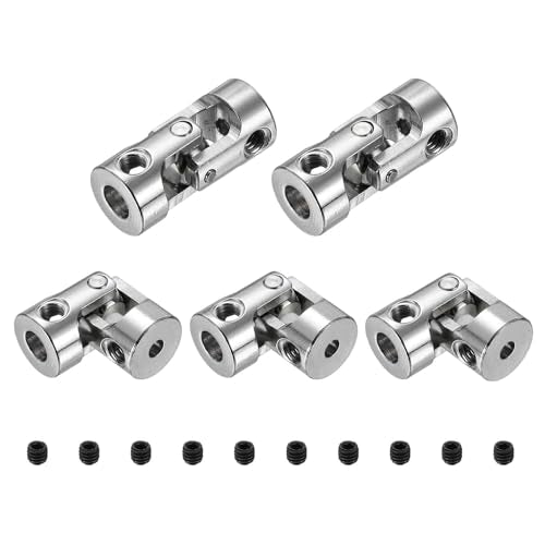 MECCANIXITY 5pcs Universal Joint Shaft Coupling, 3mm to 5mm Inner Dia Rotatable Steering Shaft U Joints Coupler with Screws for RC Car, Robot, Boat Drive Ship Motor Use - size: 3mm to 5mm