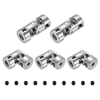 MECCANIXITY 5pcs Universal Joint Shaft Coupling, 3mm to 5mm Inner Dia Rotatable Steering Shaft U Joints Coupler with Screws for RC Car, Robot, Boat Drive Ship Motor Use - size: 3mm to 5mm