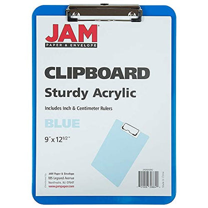 JAM PAPER Plastic Clipboards with Low Profile Metal Clip - Letter Size (9 x 12.5) - Blue - Clip Board Sold Individually - color: Blue, size: Single Clipboards