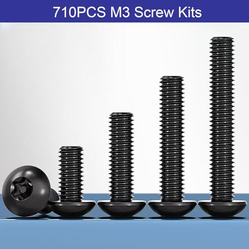 710PCS M3 Screw Assortment Kit, M3x6/8/10/12/16/20/25/30mm M3 Screw Kits - size: M3