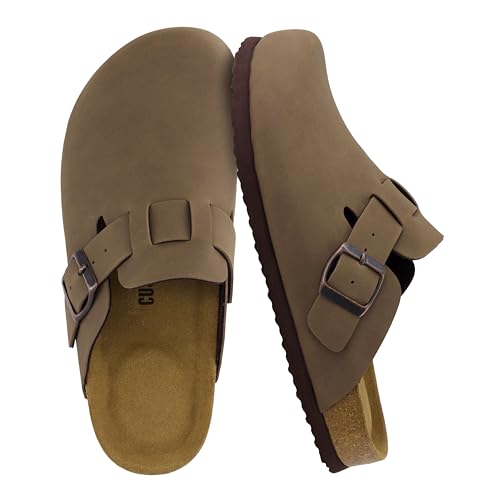 CUSHIONAIRE Hana Cork Footbed Clogs for Women, Slip On Fall Shoes - color: Brown, size: 7.5