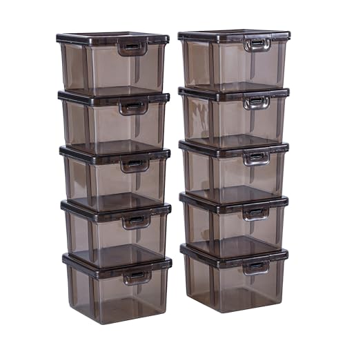 10 Pack Black Bead Organizer Box, Deep Small Stackable Snap-Lid Case - size: Black Square Small - 10 Pack
