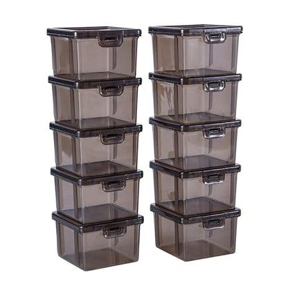 10 Pack Black Bead Organizer Box, Deep Small Stackable Snap-Lid Case - size: Black Square Small - 10 Pack