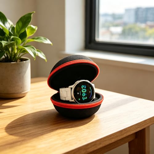 Travel Watch Case, TICFROG Portable Single Watch Case Roll Storage Box for Men's Wristwatches & Smart Watches up to 50mm with 7.08'' X 7.08'' Cleaning Cloth, Blcak Red - color: Black Red