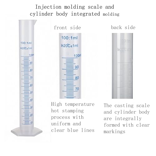 100ml Plastic Graduated Cylinder, Hexagonal Base, Double Scale