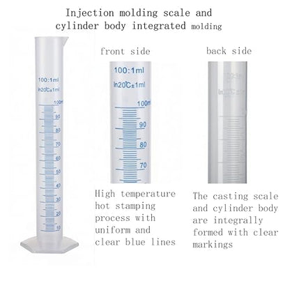 100ml Plastic Graduated Cylinder, Hexagonal Base, Double Scale