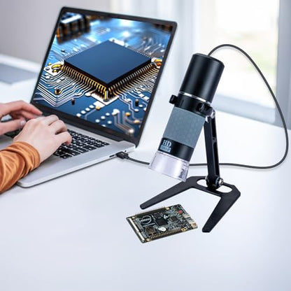 Jiusion 1080P 50-1000x USB Digital Microscope Stand for iPhone Android PC - color: Black/Grey