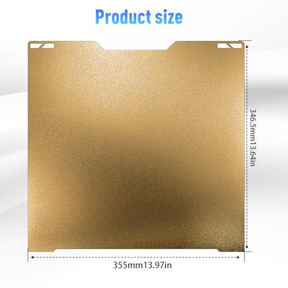 355x346mm PEI Build Plate for Bambu Lab H2D, Double Sided Gold Textured Flexible Spring Steel Bed, High Temp 300℃ Resistant Heated Platform for PLA/PETG/ABS/TPU - size: H2D 355*346mm