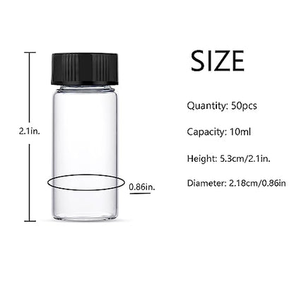10ml Clear Small Glass Vials 50pcs with Screw Caps(50pcs) - color: Clear, size: 10ml 50pcs