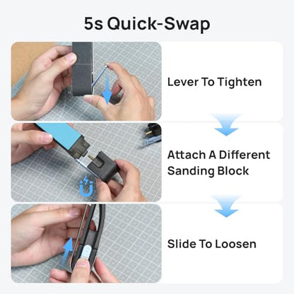 HOZO NeoBlock Premium Gift Combo – 1 Handle + 3 Swappable Heads (Basic, Pro, Expert) with 60Pcs Sanding Belts (120/180/240/400/600/800 Grit, 10 Each), Gift-Box Packaging for DIY & 3D Printing Lovers - style: Premium Gift Set
