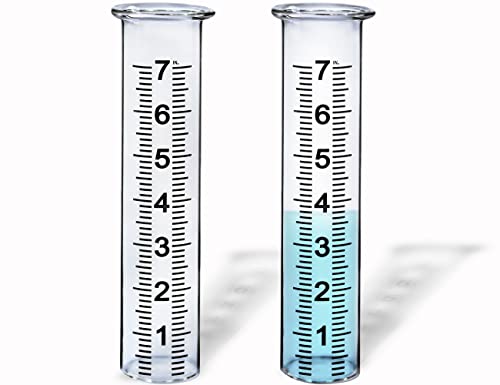 BIUWING 7" Capacity Glass rain Gauge Replacement Tube for Outdoors Yard Garden with Lip, Best Rated, Easy to Read (2 pcs) - color: 2PCS Glass Rain Gauge Tube