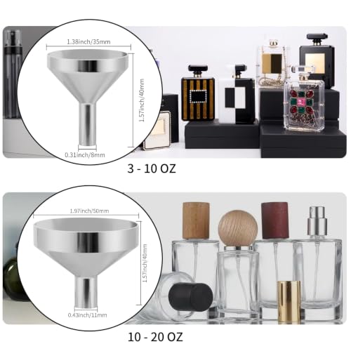 Small Metal Funnels Mini Funnel 8 Size Tiny Bottle Funnel, Miniature Atomizers, Flask, Perfume, Essential Oil, Powder, Micro Pet Capsule, Spice Jar