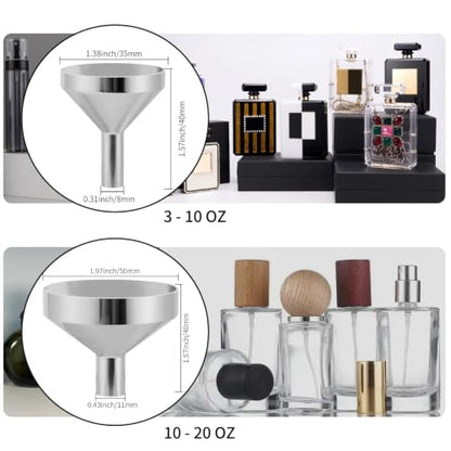 Small Metal Funnels Mini Funnel 8 Size Tiny Bottle Funnel, Miniature Atomizers, Flask, Perfume, Essential Oil, Powder, Micro Pet Capsule, Spice Jar