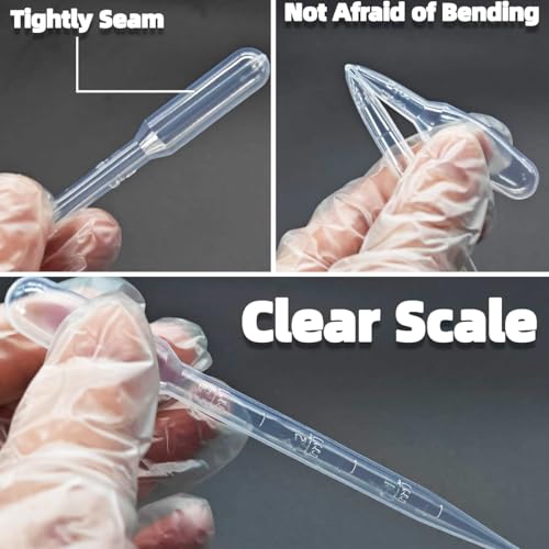100PCS 3ML Plastic Transfer Pipettes,Disposable Graduated Transfer Pipettes Dropper for Essential Oil Mixture, Scientific Experiment, Make up Tool，Home Use, Science Class, Lab Experiments, DIY Art