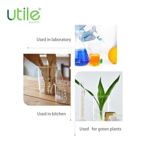 Utile 150ml Beaker Set, 12pcs of 5.1oz Upgraded Thickening Grass Beakers, Low Form Chemical Lab Beakers, Borosilicate 3.3 Glass with Printed Graduation, 4000.0150.12 - style: 150 ml (12pcs)