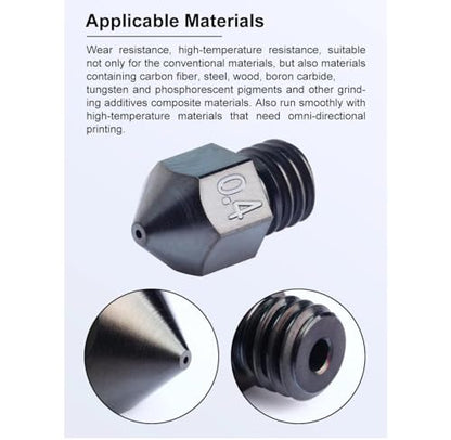 POLISI3D Ender 3 Nano DLC Coated MK8 Hardened Steel Nozzle 0.4 Compatible with Neptune 3 Pro, Creality CR6 SE,CR10 /Ender 3 V2 Neo /Ender3 S1 Pro, Ender 5 Pro Plus, Sprite Extruder 3D Printer