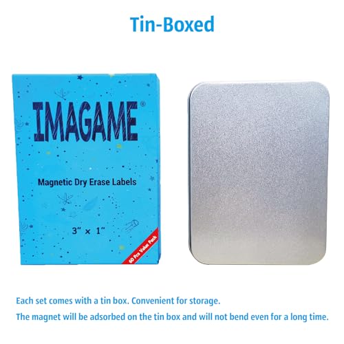 IMAGAME Magnetic Dry Erase Magnets Labels, Multicolor, 60Pcs, 3x1 inches - color: Multicolor 60pcs