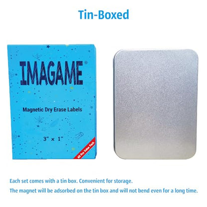 IMAGAME Magnetic Dry Erase Magnets Labels, Multicolor, 60Pcs, 3x1 inches - color: Multicolor 60pcs