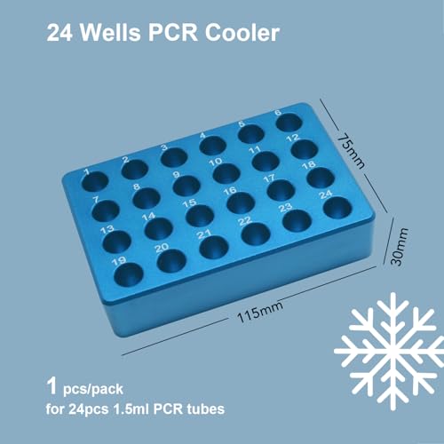 Aluminum Cooling Block - PCR Tubes Cooler, 24 Wells 1.5ml Centrifuge Tubes, Pack of One - size: 1.5mL 24 well