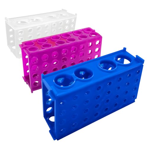 4-Way Test Tube Racks,multi-function4-sided Test Tube Racks,Test Tube Holders, Pack of Three (Blue, Purple and White) - color: blue, purple and white