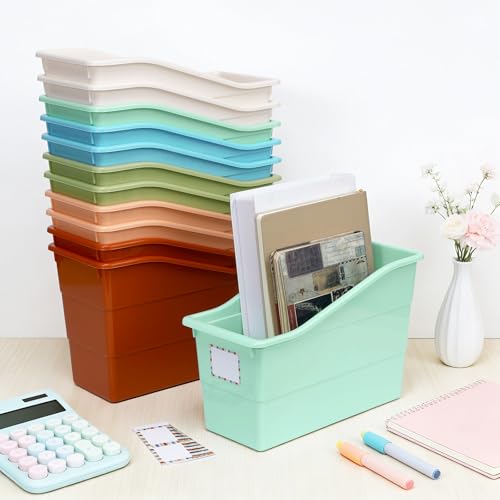 gisgfim 12 Pack Large Book Bins with Labels (Boho) - color: Boho