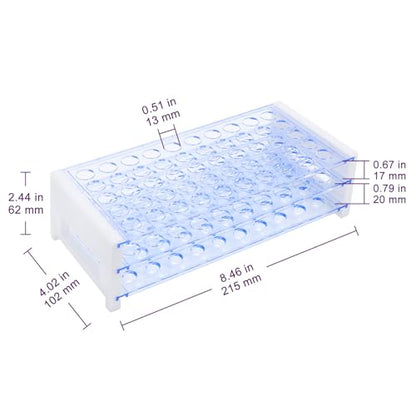 BorinGlass 50-Place Test Tube Rack for 13mm O.D. Tubes, Sturdy Plastic Lab Organizer - size: 13mm