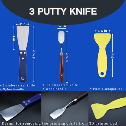 3D Printer Tool Kit, 24pcs Nozzle Cleaning Tool Removal Kit, Wire Brush, Wire Flush Cutter, Scraper Knife, Diamond Files, Tweezer, Putty Knife for 3D Printer, Model Building