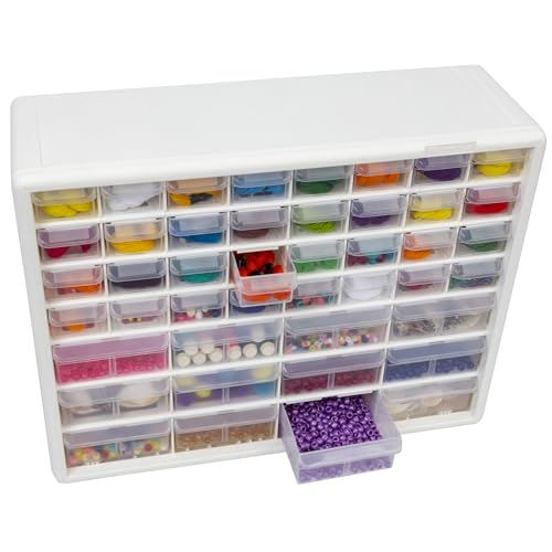 Akro-Mils 44-Drawer Plastic Storage Cabinet, 20"W x 6"D x 16"H, White - color: White, size: 44 Drawer, style: 1 Pack