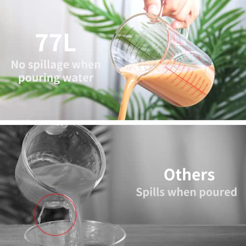 77L 2 Cup Glass Measuring Cup (0.5L), High Borosilicate Glass Measuring Cup - color: Red and black measuring scale, size: 500 ML (2 Cup)