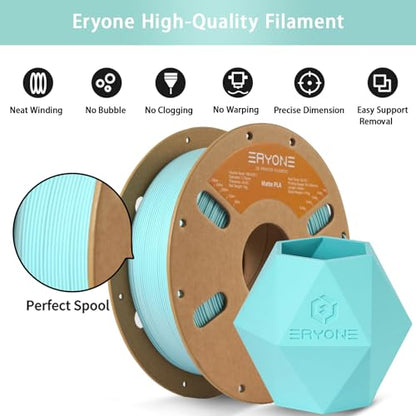 ERYONE Matte PLA Filament for 3D Printer, Filament 1.75mm +/- 0.03mm, 1kg (2.2LBS)/Spool, Mint Green - color: Matte Mint Green
