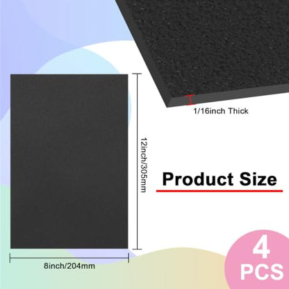 4Pack Black Thin ABS Plastic Sheet 8" x 12" x 1/16" Thick Black Rigid Thermoplastic Sheet (Upgrade Surface) 1.5MM Flexible High Tensile ABS Moldable Plastic Panel for Crafts, DIY, Signs - color: Black, size: 8" x 12" x 1/16"