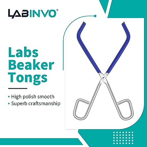 Lab Beaker Tongs with Blue Rubber Coated Ends, Chrome Plated Steel Clamping Tools for 50mL - 2000mL Capacity - style: Beaker Tong