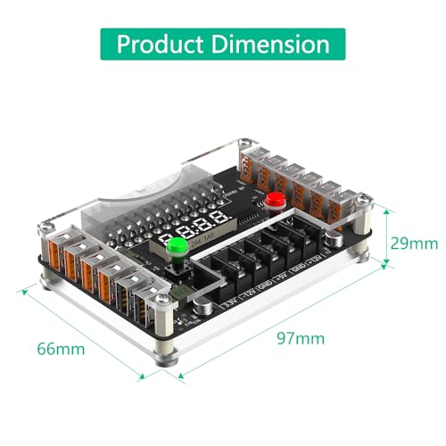 Mustpoint New Version ATX Power Supply Breakout Board and Acrylic Case Kit with 3.3V, 5V, 12V,-12V Output Voltage and 12 Ports USB, 3A Maximum Output (Side-Insertion)