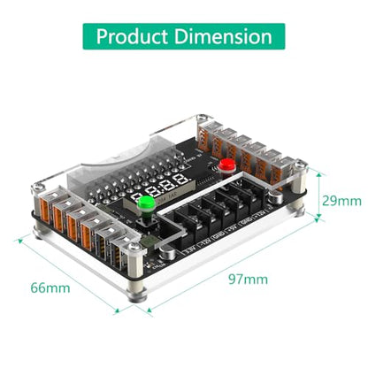 Mustpoint New Version ATX Power Supply Breakout Board and Acrylic Case Kit with 3.3V, 5V, 12V,-12V Output Voltage and 12 Ports USB, 3A Maximum Output (Side-Insertion)