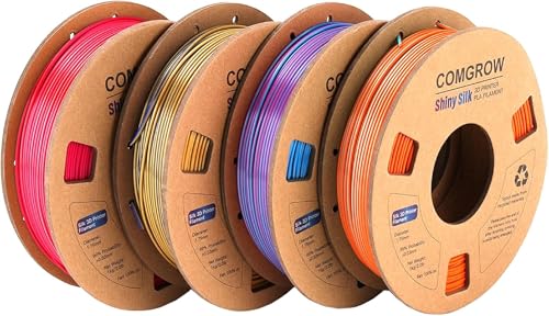 Comgrow Silk Shiny Blue Rose Red Orange and Golden 3D Printer Filament - color: Blue&rosered&orange&golden