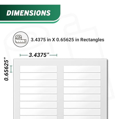 Blank Rectangle Labels, White, 3.4375" x 0.65625" - size: 3.4375" x 0.65625"