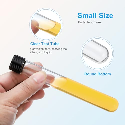 PATIKIL 30ml Test Tubes, 10pcs 5.91x0.79in Glass Clear Round Bottom Test Tube Containers with Plastic Cap for Bead Party Candy Bath Salt Storage Scientific Experiment Plant Propagation - size: 30ml