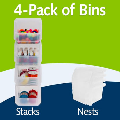 ReadySpace Medium-Tall Stackable Plastic Storage Bins, 4-Pack, Clear - color: Clear, size: Medium-Tall, 4-Pack