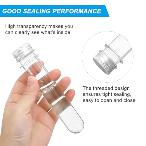 PATIKIL 12Pcs 30ml Plastic Test Tubes with Screw Caps 109x24mm Tubes Silver - color: Silver Tone, size: 30ml
