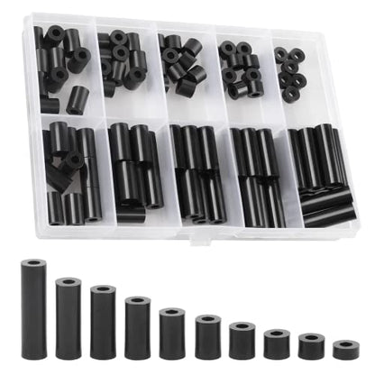Exqutoo Black ABS Round Washers ID 3.2mm, OD 7mm - color: Black/3.2mm