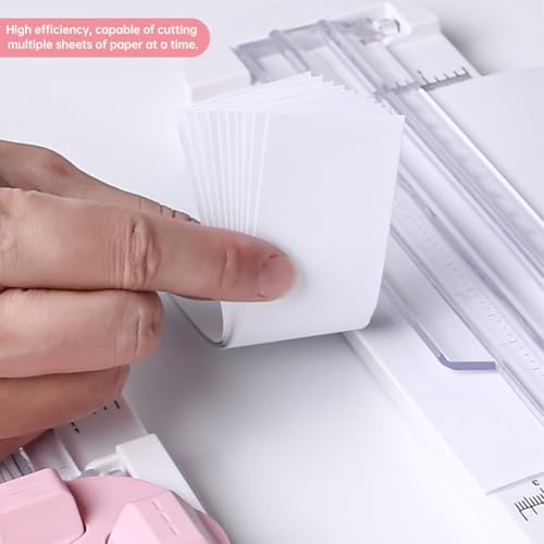 Paper Cutter,4-in-1 Paper Trimmer,Photo Cutter,Multi-Function Scrapbooking Tool with Dial Blades of Straight,Wave,Perforated,Creasing for Cutting Paper,Coupons,Postcards,Card (Pink) - color: Pink