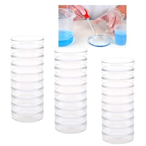 30 Pack 90 x 15mm Plastic Bioresearch Sterile Petri Dishes with Lids - size: 30pcs 90MM