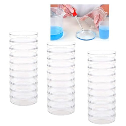 30 Pack 90 x 15mm Plastic Bioresearch Sterile Petri Dishes with Lids - size: 30pcs 90MM